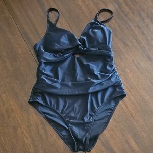 Cupshe Black Ruched One Piece Swimsuit